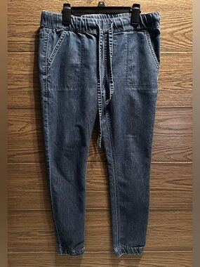 Women's Dark Blue Denim Jeggings with Drawstring Waist